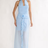 Thailah Gathered Waist Cowl Maxi Dress Ice Blue