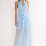 Thailah Gathered Waist Cowl Maxi Dress Ice Blue