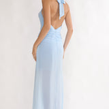 Thailah Gathered Waist Cowl Maxi Dress Ice Blue