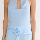 Thailah Gathered Waist Cowl Maxi Dress Ice Blue