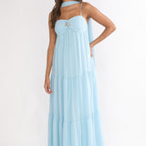 Meesha Cami Strap Scarf Maxi Dress Blue