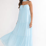 Meesha Cami Strap Scarf Maxi Dress Blue
