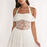 Esmara Mesh Waist Halter Mini Dress White