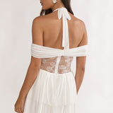 Esmara Mesh Waist Halter Mini Dress White