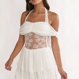 Esmara Mesh Waist Halter Mini Dress White