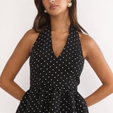 Molly Halter Peplum Top Polka Dot Black