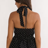 Molly Halter Peplum Top Polka Dot Black