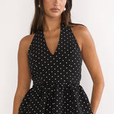 Molly Halter Peplum Top Polka Dot Black