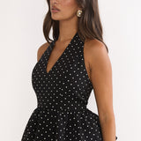 Molly Halter Peplum Top Polka Dot Black