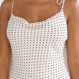 Emmara Tied Shoulder Maxi Dress Polka Dot White