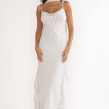 Emmara Tied Shoulder Maxi Dress Polka Dot White