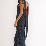 Emmara Tied Shoulder Maxi Dress Polka Dot Navy