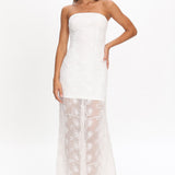 Arlise Strapless Lace Maxi Dress White