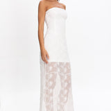 Arlise Strapless Lace Maxi Dress White