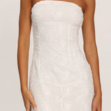 Arlise Strapless Lace Maxi Dress White