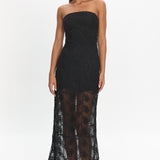 Arlise Strapless Lace Maxi Dress Black