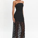 Arlise Strapless Lace Maxi Dress Black