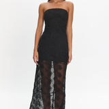 Arlise Strapless Lace Maxi Dress Black