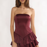 Dovira Bow Back Mini Romper Wine
