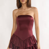 Dovira Bow Back Mini Romper Wine