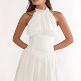 Lunaria High Neck Halterneck Mini Dress White
