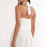 Lunaria High Neck Halterneck Mini Dress White