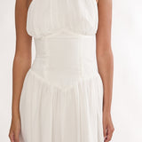 Lunaria High Neck Halterneck Mini Dress White