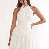 Lunaria High Neck Halterneck Mini Dress White