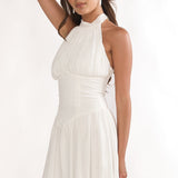 Lunaria High Neck Halterneck Mini Dress White