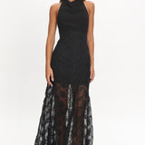 Savana Halterneck Embellished Maxi Dress Black