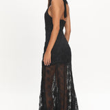 Savana Halterneck Embellished Maxi Dress Black