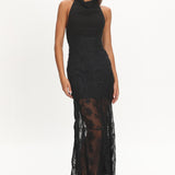 Savana Halterneck Embellished Maxi Dress Black