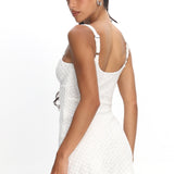 Honduras Crochet Knit Mini Dress Sequin Off White