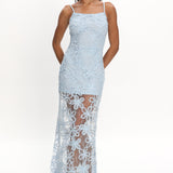 Elowna Embellished Maxi Dress Light Blue