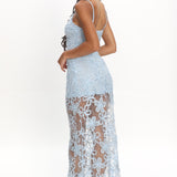 Elowna Embellished Maxi Dress Light Blue