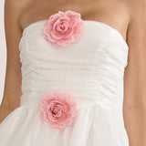 Cassandrae Rosette Strapless Mini Dress White