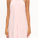 Lecce Halterneck Ruffle Trim Maxi Dress Blush
