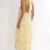 Lorina Layered Ruffle Halterneck Maxi Dress Butter