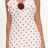 Bellissa Ruffle Bust Maxi Dress Polka Dot Red
