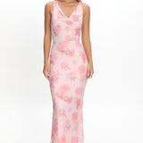 Callora Criss-Cross Back Maxi Dress Floral Pink