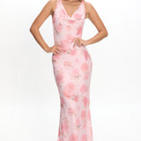 Callora Criss-Cross Back Maxi Dress Floral Pink