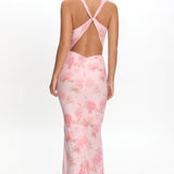 Callora Criss-Cross Back Maxi Dress Floral Pink