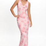 Callora Criss-Cross Back Maxi Dress Floral Pink
