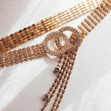 Vera Rhinestone Belt Gold