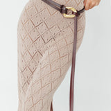 Lyan Gold Buckle Belt Brown