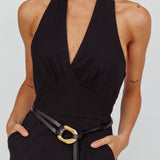 Lyan Gold Buckle Belt Black