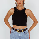 Rigel Gold Buckle Leather Belt Brown