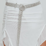 Adriene Rhinestone Belt Silver