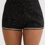 Kyomi Gold Button Tweed Shorts Black Gold