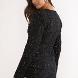 Kyomi Gold Button Tweed Jacket Black Gold